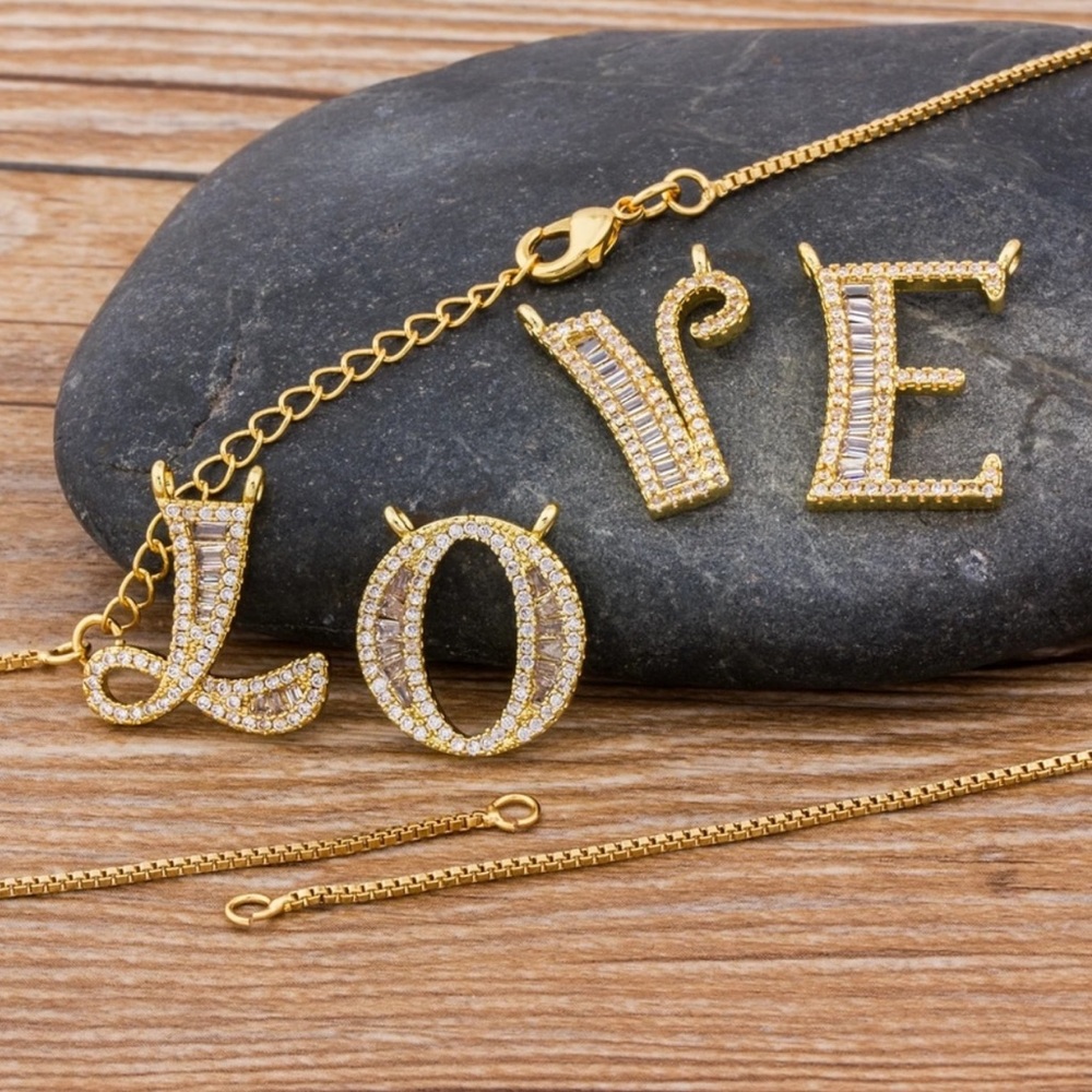 18k gold plated letter chain necklace 18”